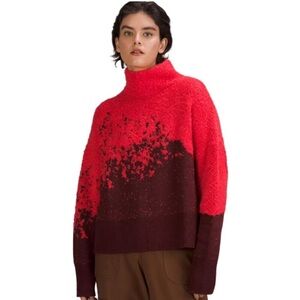 Lululemon Ombre Knit Textured Turtleneck Sweater 8 Merino Wool